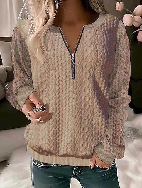 Khaki half zip cable jumper - Lana Fiorelli