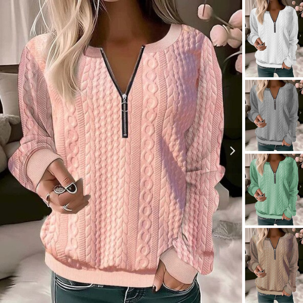 Black half zip cable jumper - Lana Fiorelli