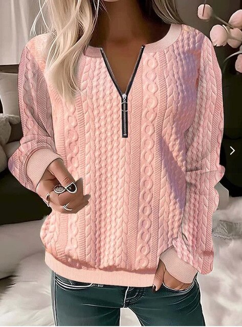 Pink half zip cable jumper - Lana Fiorelli