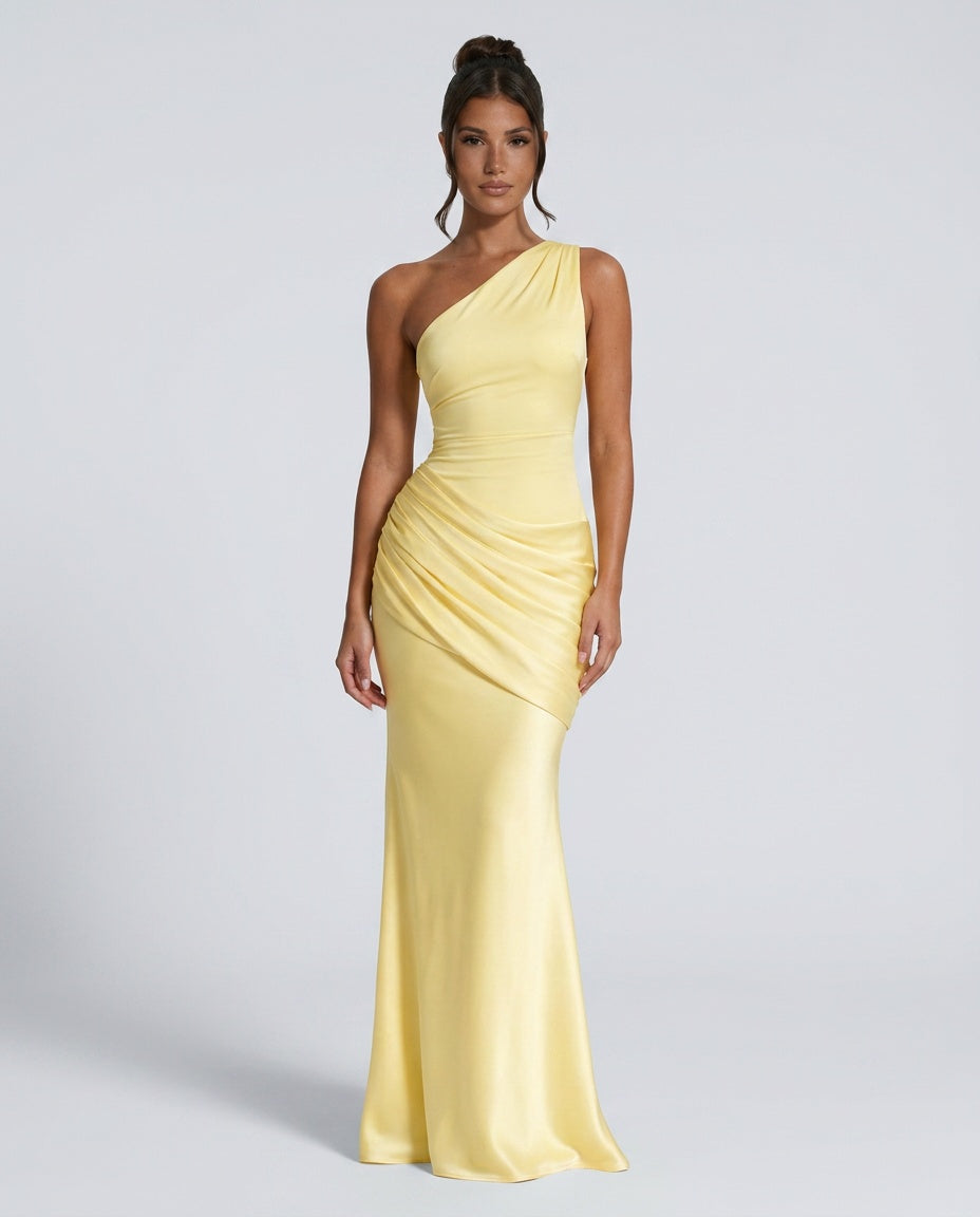 Yellow One-Shoulder Maxi Dress - Lana Fiorelli