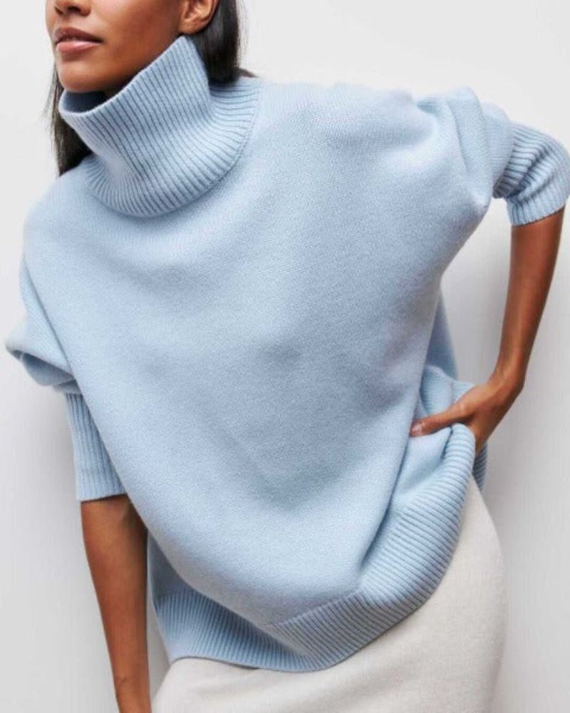 Light Blue oversized turtleneck sweater - Lana Fiorelli