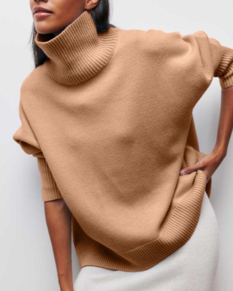 Brown oversized turtleneck sweater - Lana Fiorelli