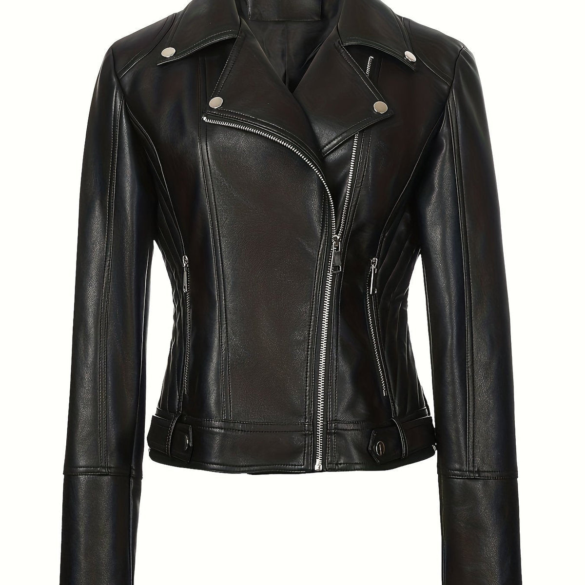 Black faux leather biker jacket - Lana Fiorelli