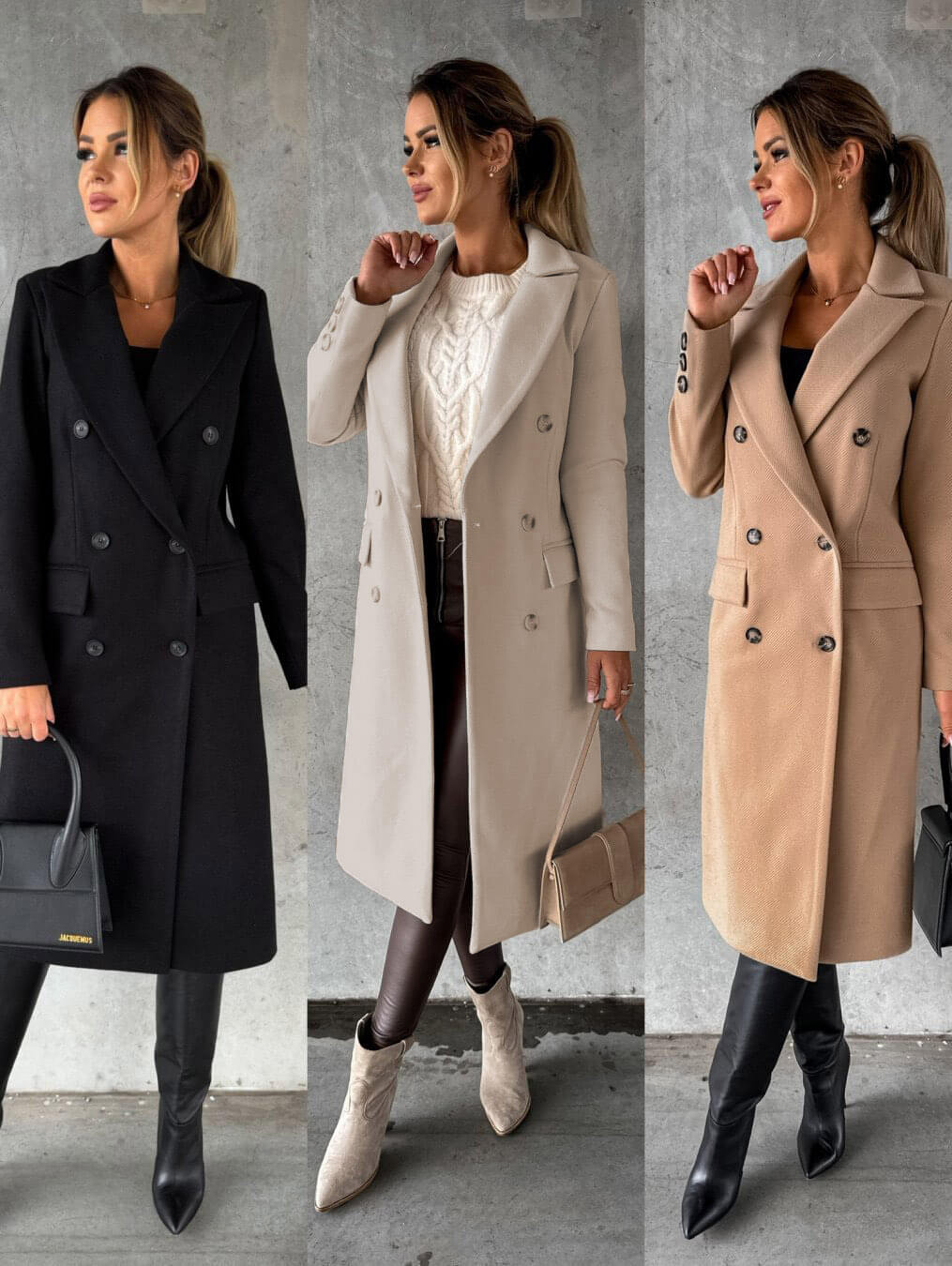 Women's long double breasted coat - Lana Fiorelli