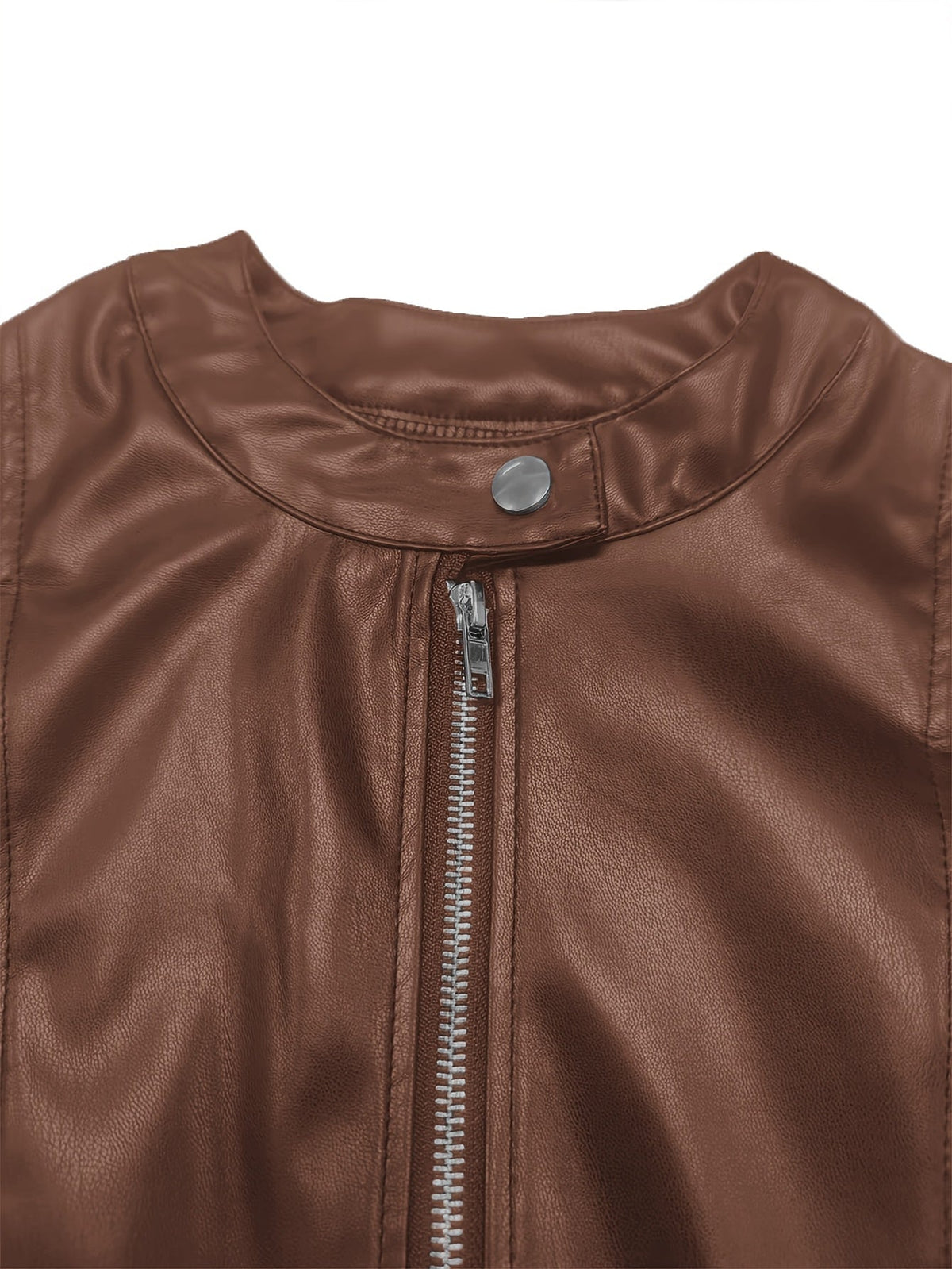 Khaki cropped faux leather jacket - Lana Fiorelli