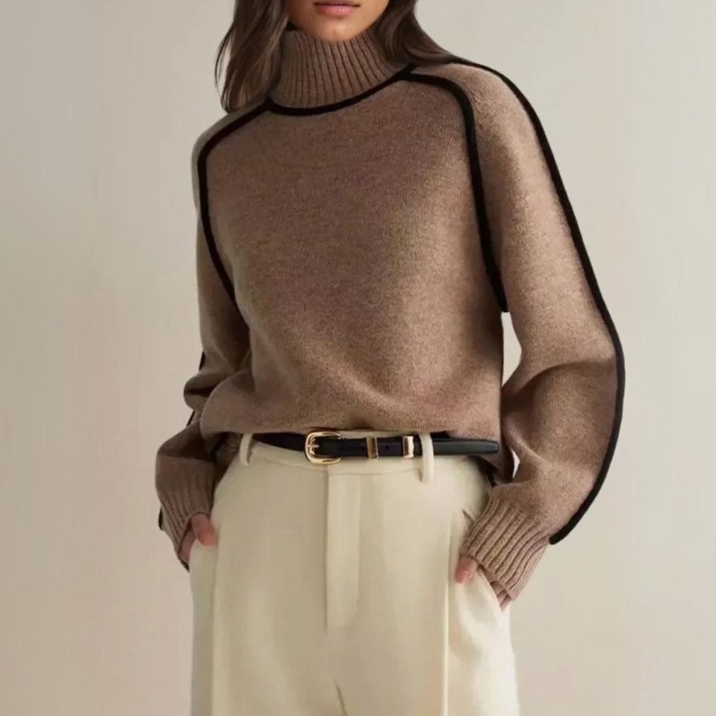 Women's contrast trim turtleneck sweater - Lana Fiorelli