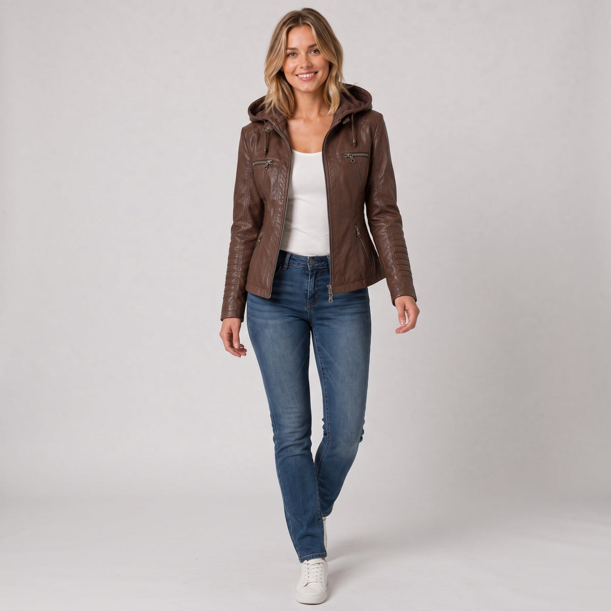 Beige hooded jacket - Lana Fiorelli