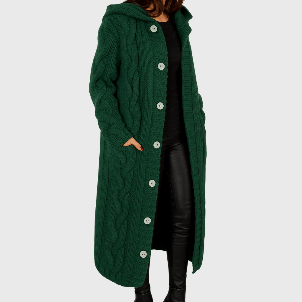 Green hooded cardigan - Lana Fiorelli