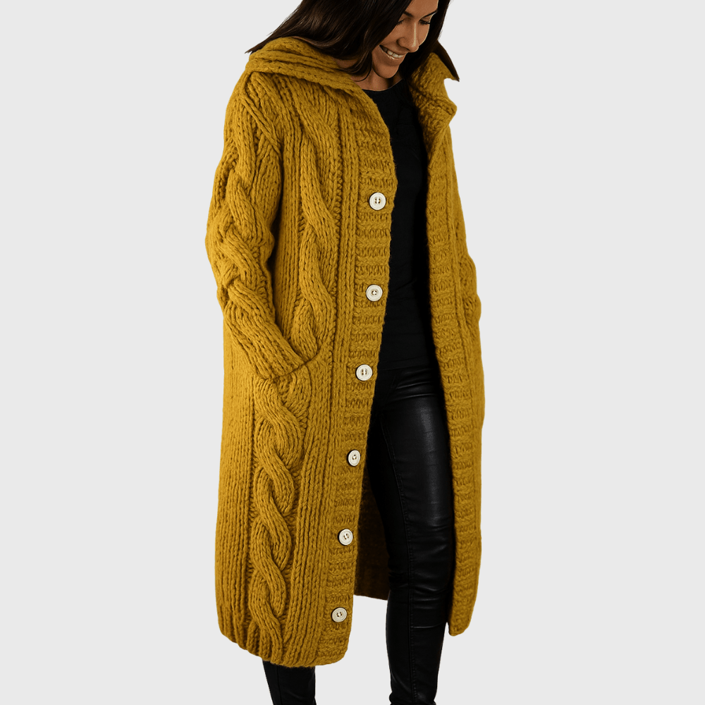 Yellow hooded cardigan - Lana Fiorelli