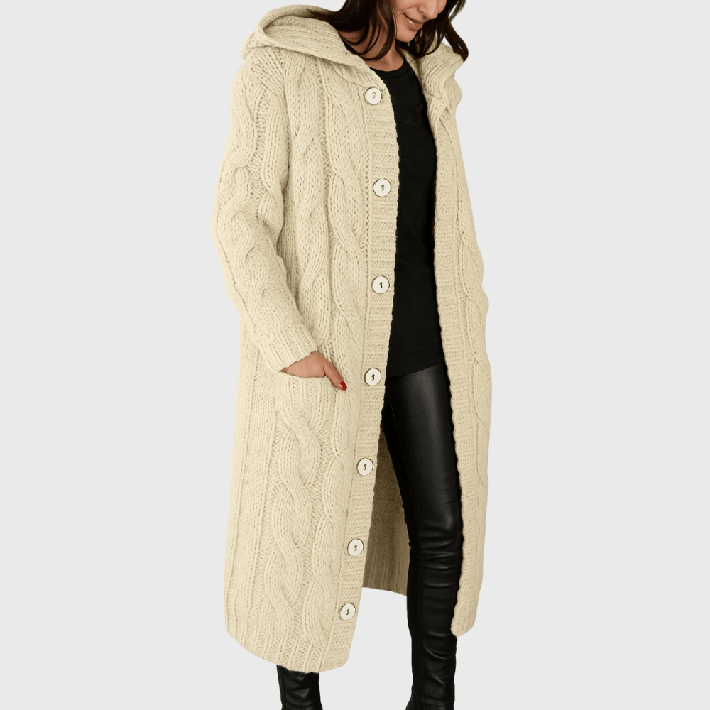 Beige hooded cardigan - Lana Fiorelli