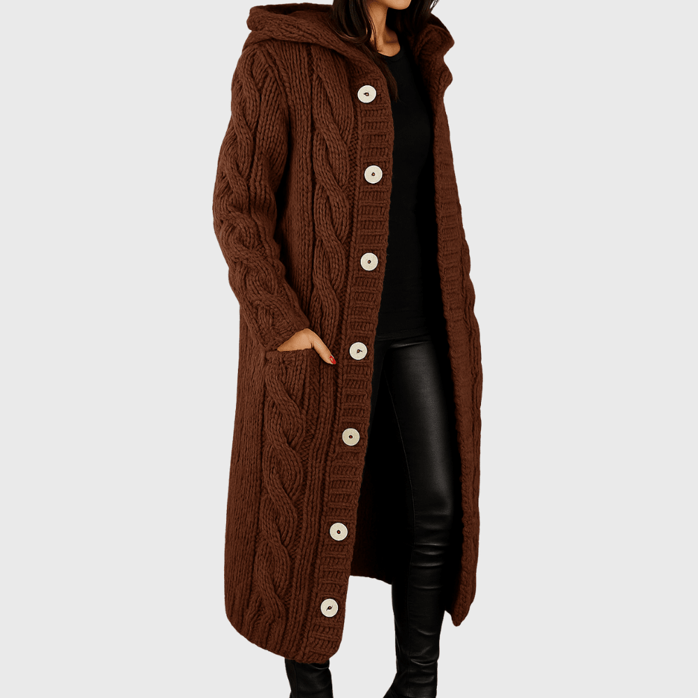 Brown hooded cardigan - Lana Fiorelli