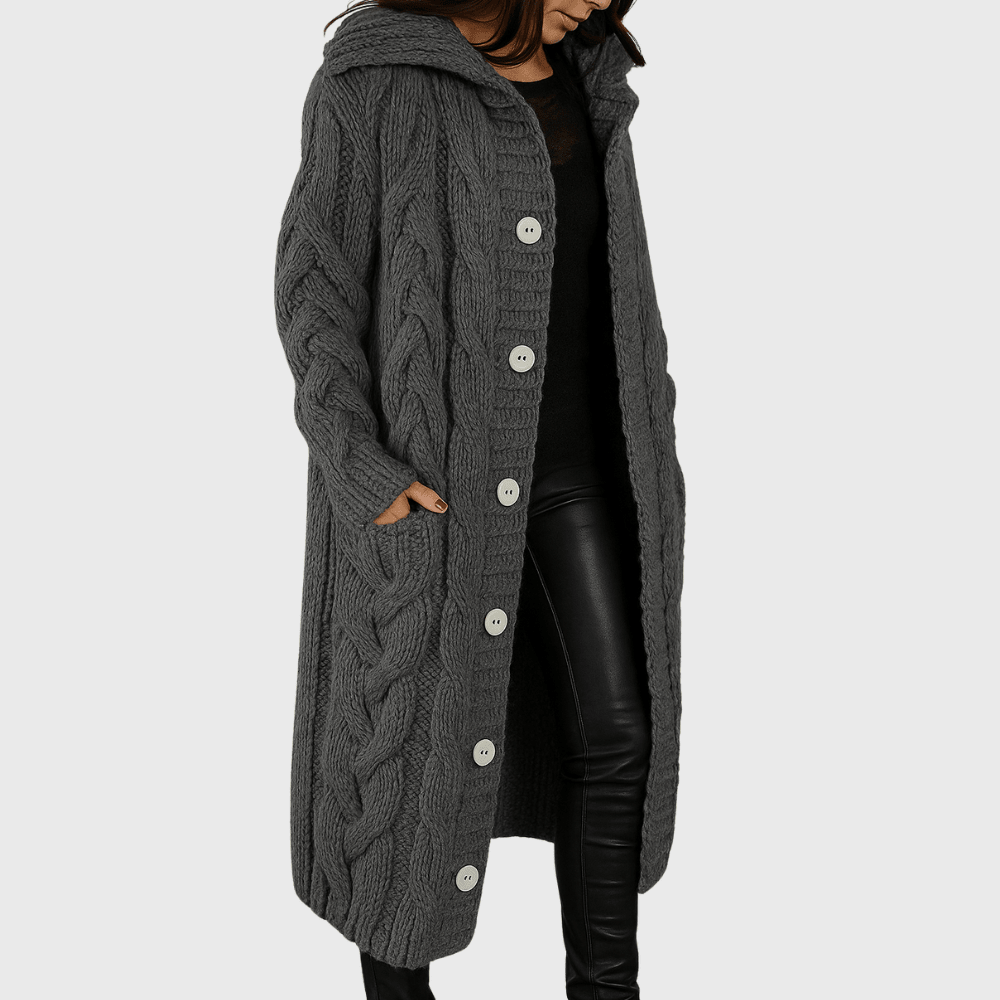 Dark Grey hooded cardigan - Lana Fiorelli