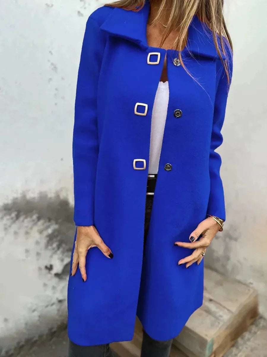 Blue tailored single breasted coat - Lana Fiorelli