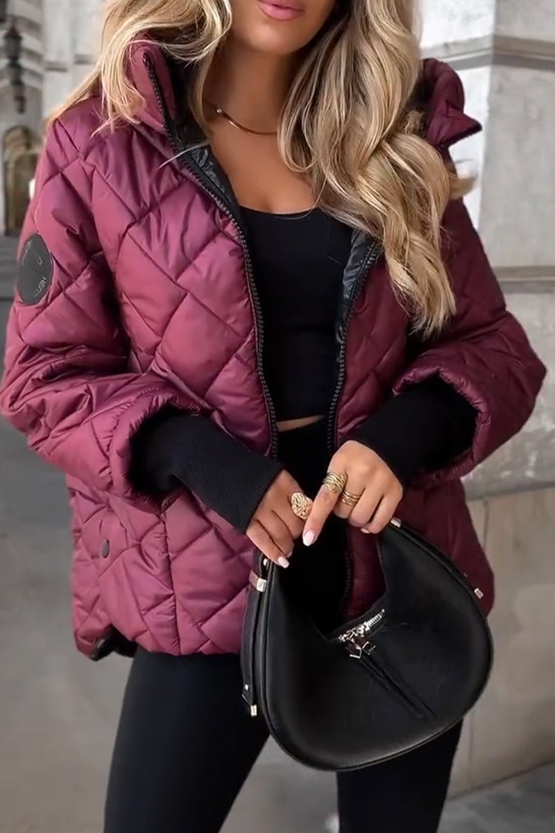 Burgundy quilted hooded jacket - Lana Fiorelli