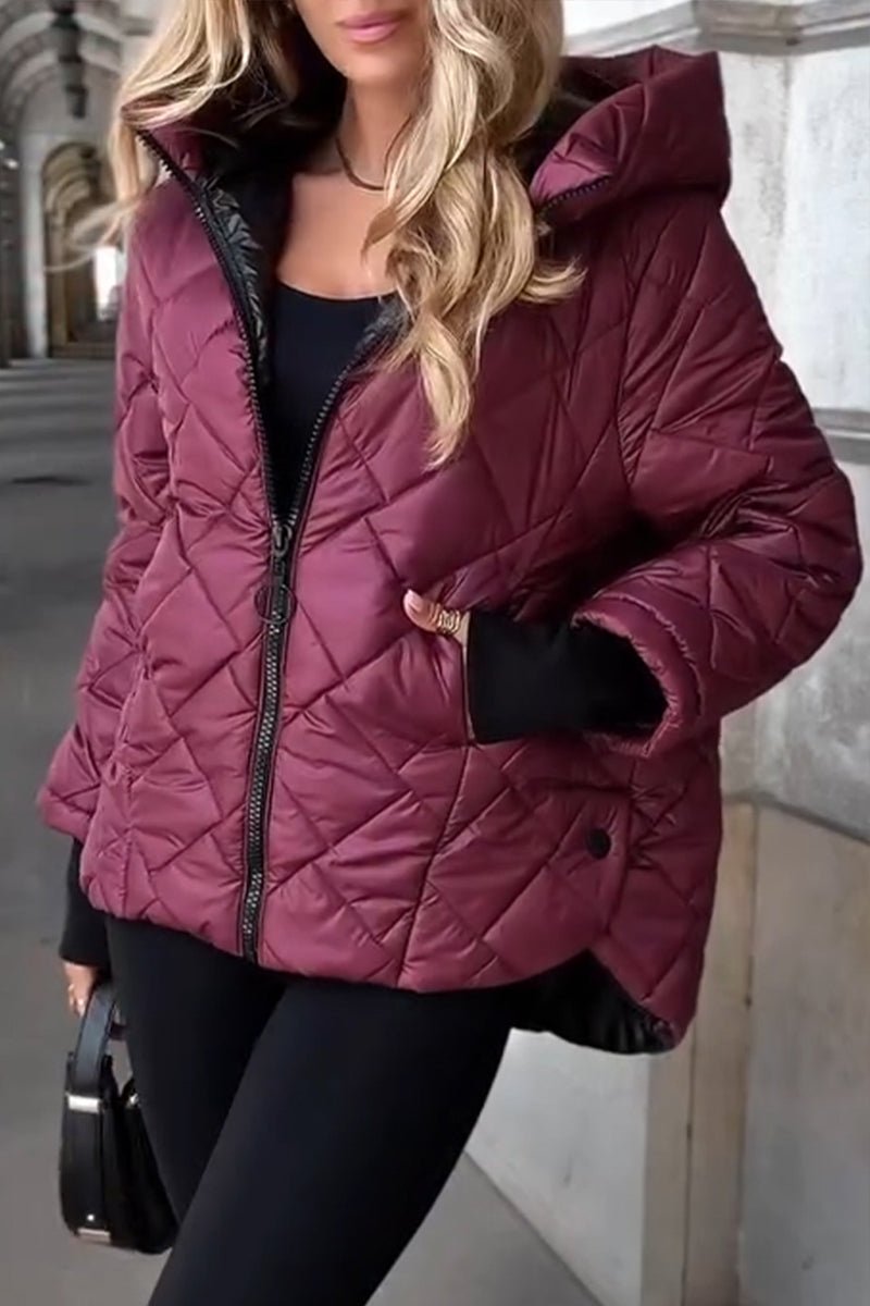Burgundy quilted hooded jacket - Lana Fiorelli