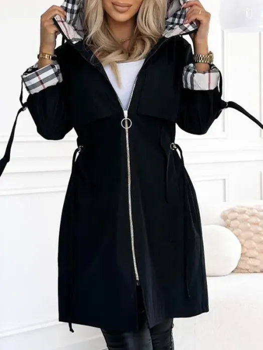 Black hooded zip coat - Lana Fiorelli