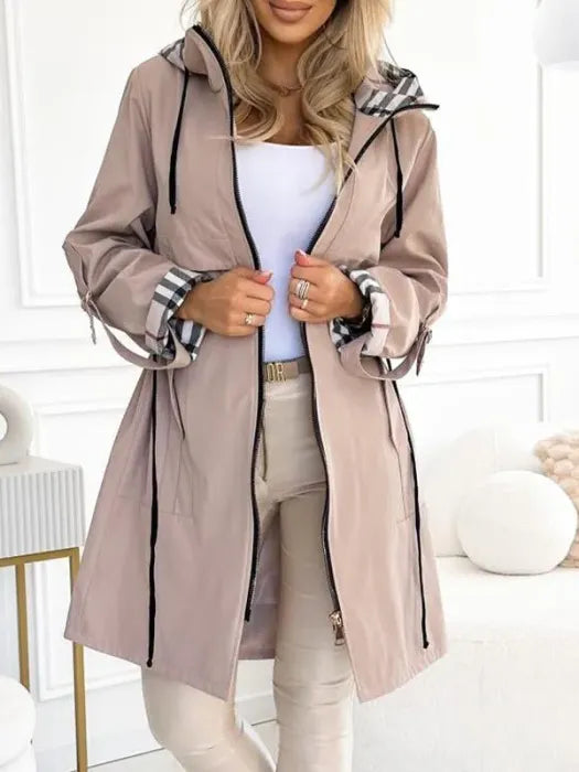 Beige hooded zip coat - Lana Fiorelli