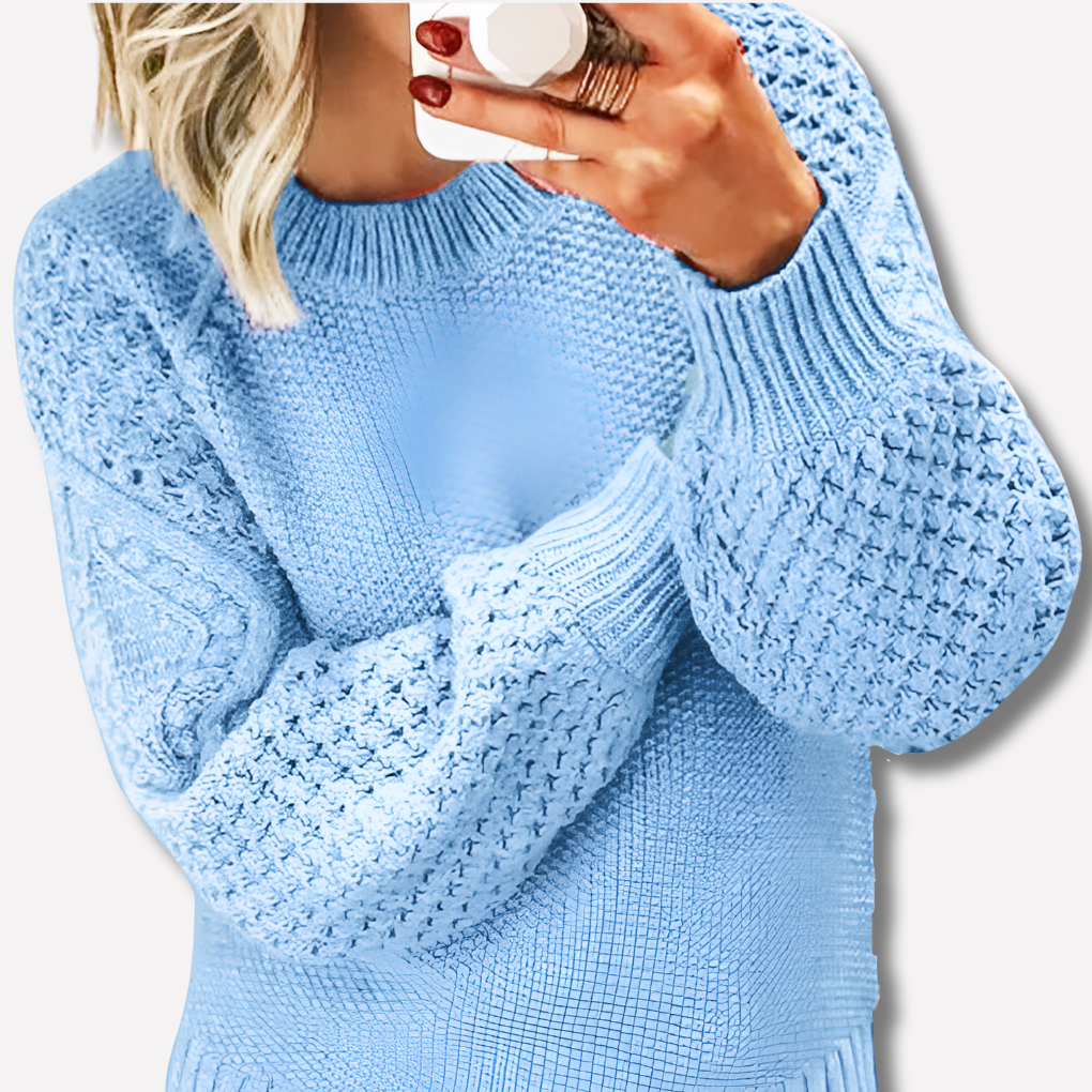 Light Blue cable knit jumper - Lana Fiorelli