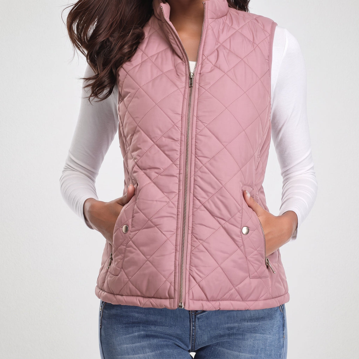 Pink quilted zip gilet - Lana Fiorelli