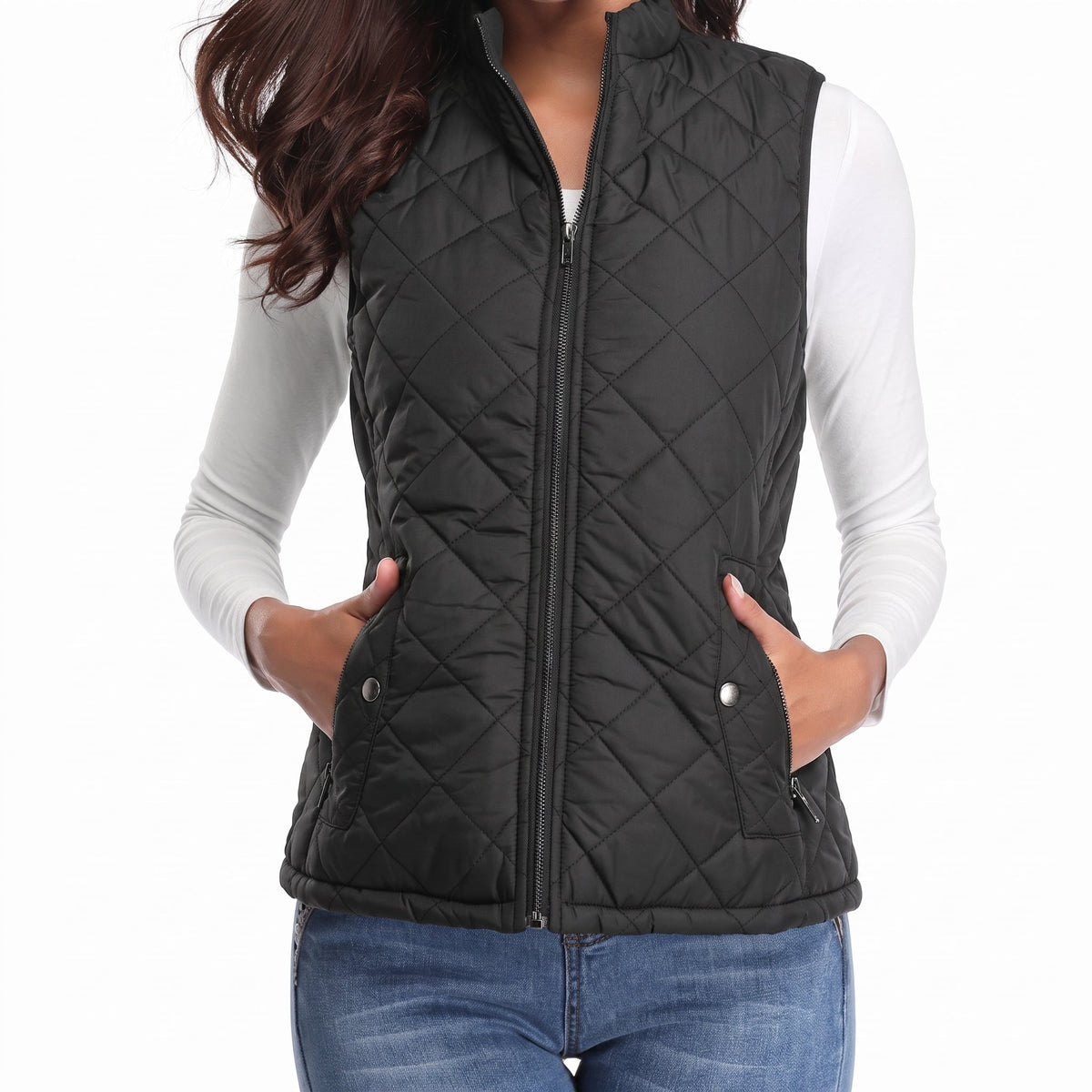 Black quilted zip gilet - Lana Fiorelli
