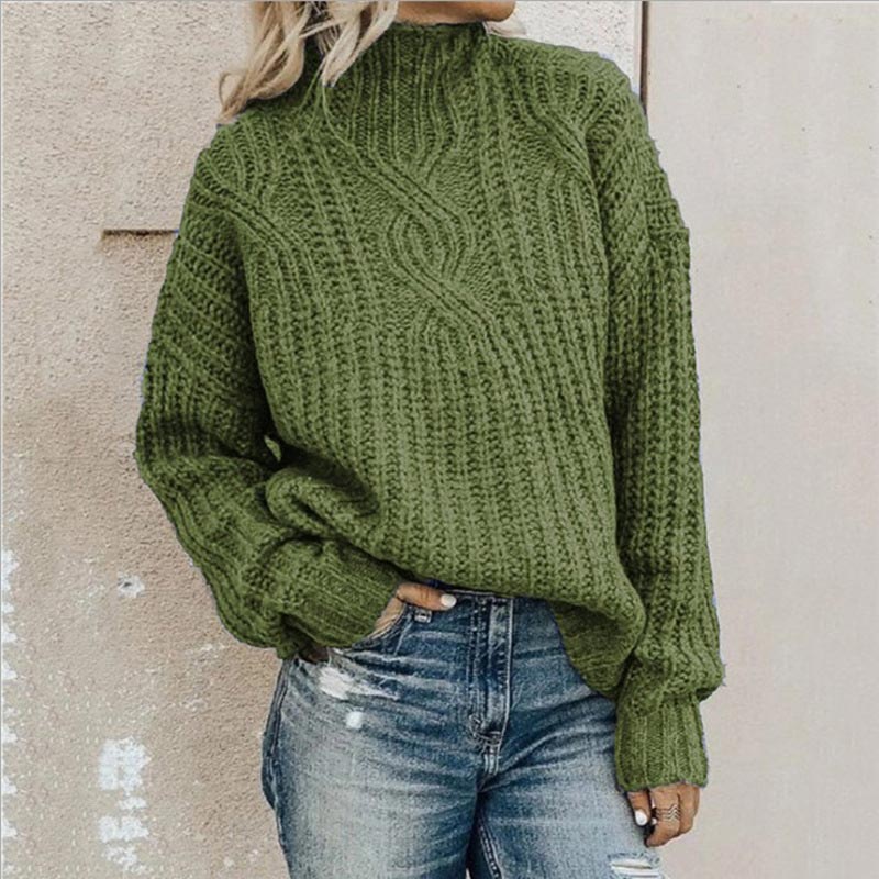 Green cable knit pullover - Lana Fiorelli