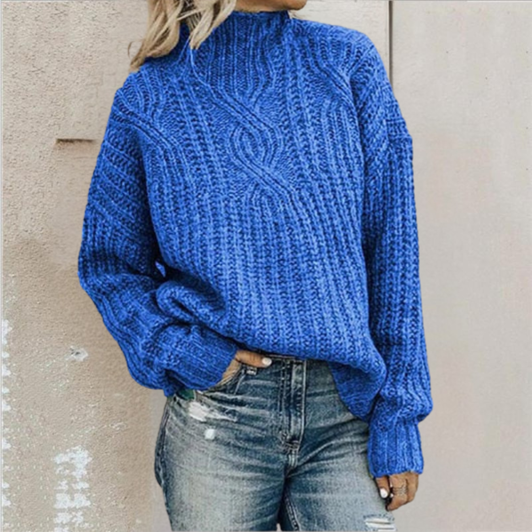 Blue cable knit pullover - Lana Fiorelli