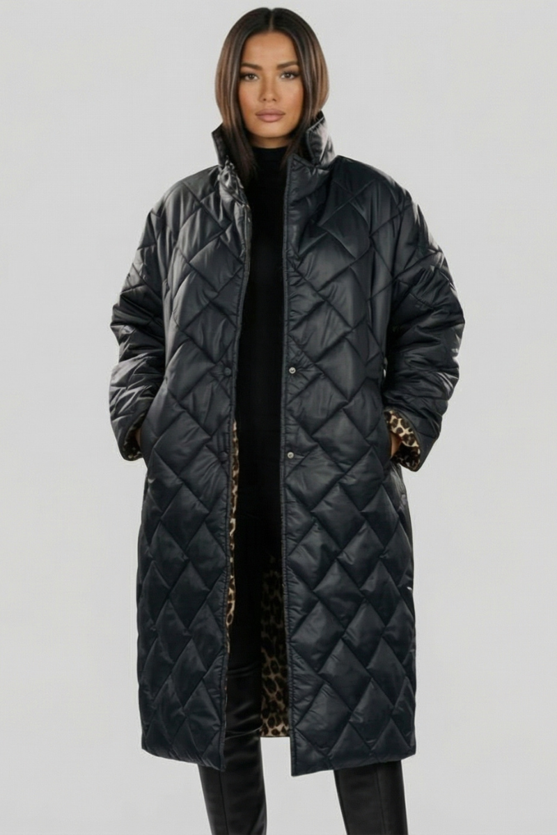Black reversible quilted puffer coat - Lana Fiorelli