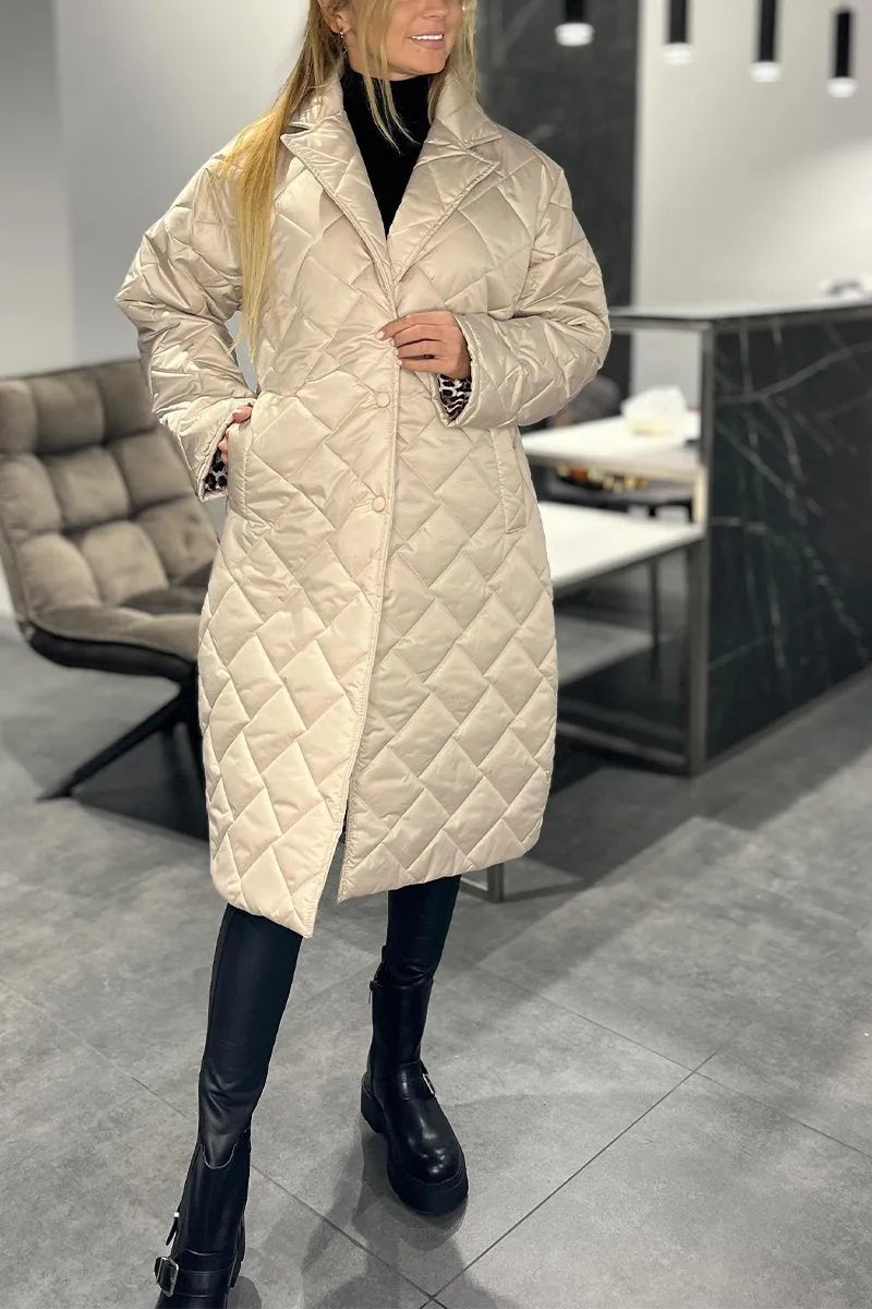 Beige reversible quilted puffer coat - Lana Fiorelli