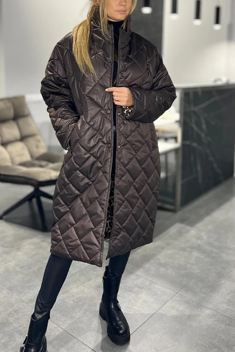 Beige reversible quilted puffer coat - Lana Fiorelli