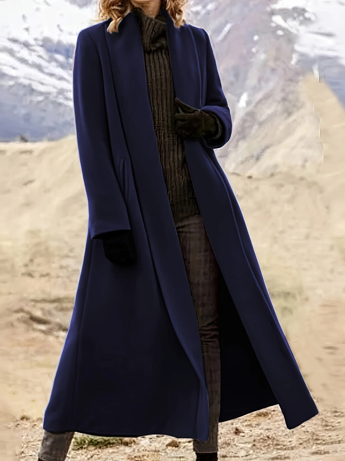 Dark Brown maxi open front coat - Lana Fiorelli