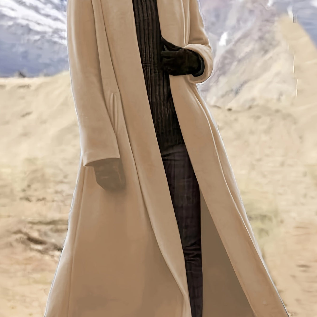 Dark Brown maxi open front coat - Lana Fiorelli