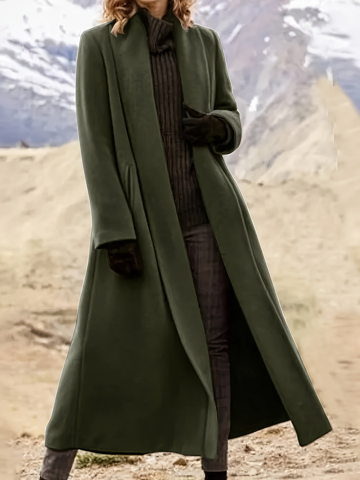 Black maxi open front coat - Lana Fiorelli