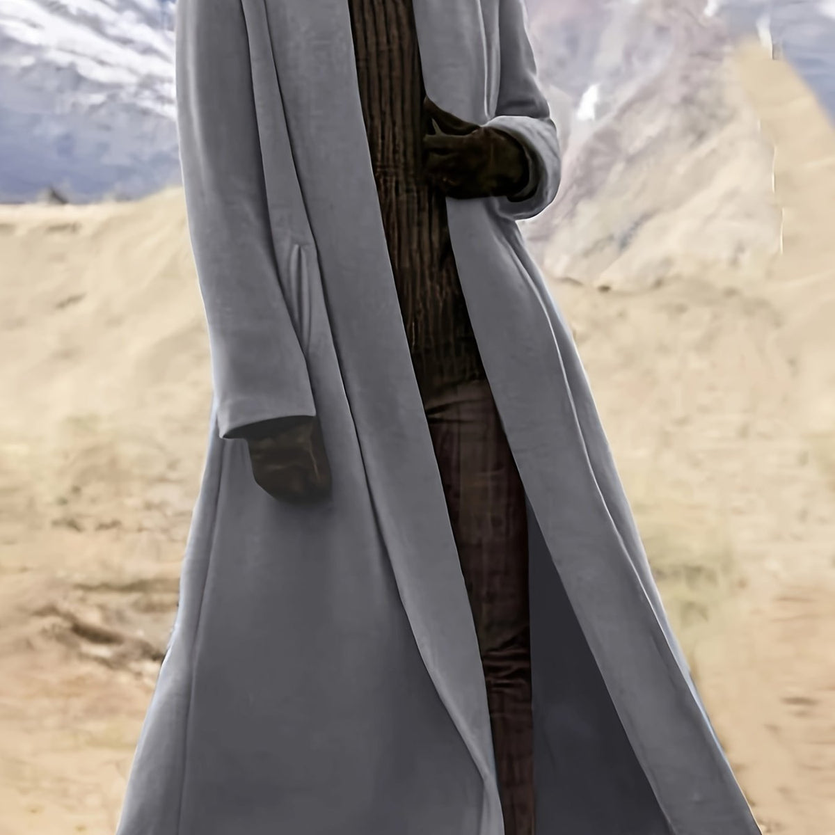 Grey maxi open front coat - Lana Fiorelli