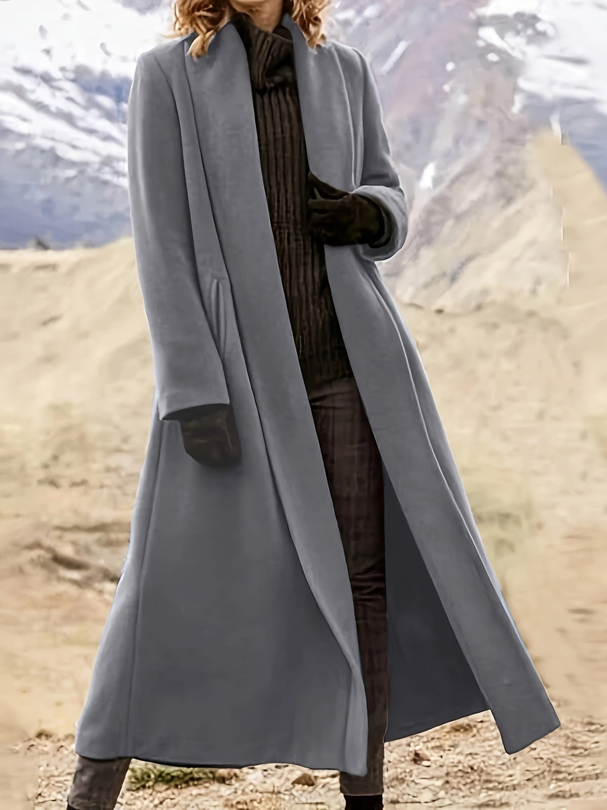 Grey maxi open front coat - Lana Fiorelli