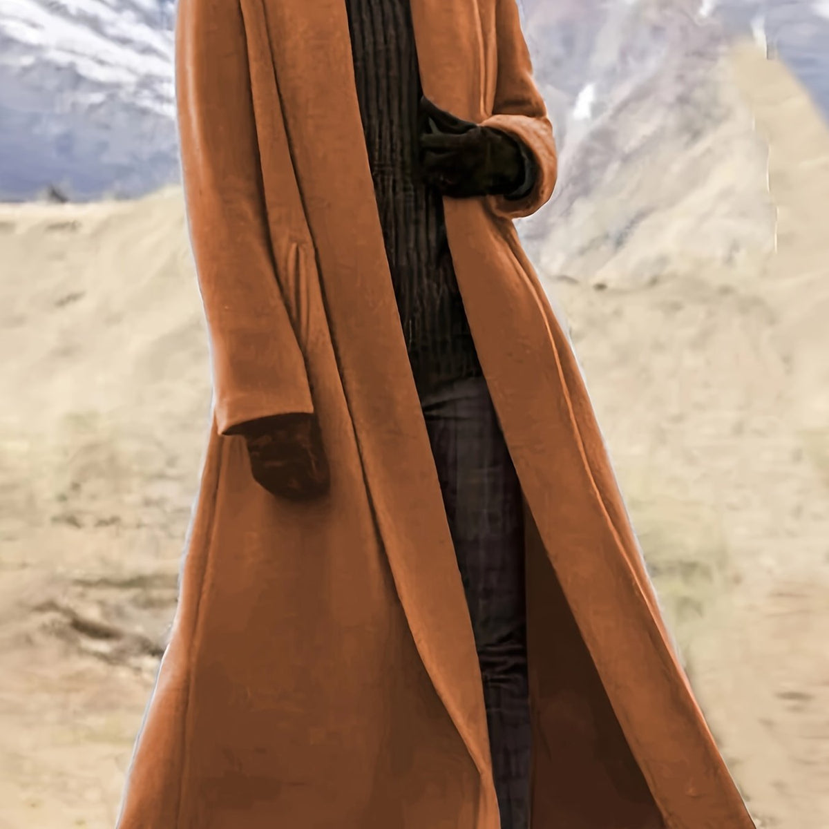 Grey maxi open front coat - Lana Fiorelli