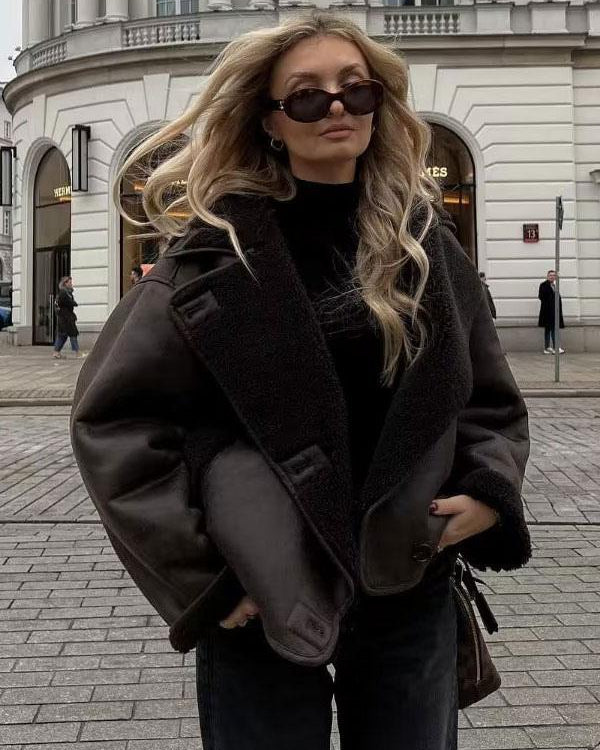 Brown oversized aviator jacket - Lana Fiorelli