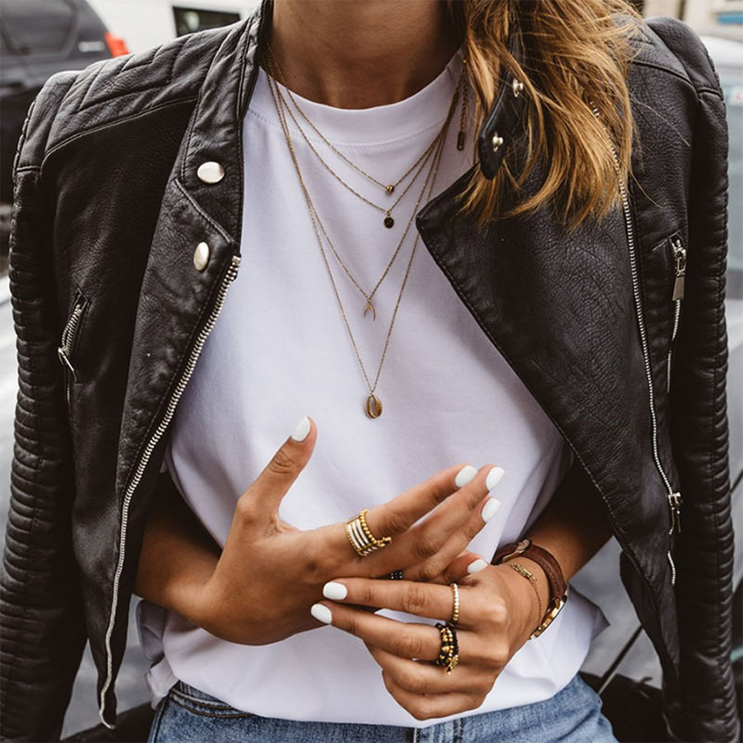 Black quilted sleeve moto jacket - Lana Fiorelli