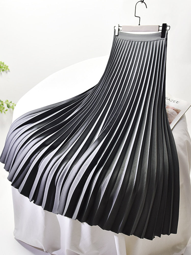 Dark Grey pleated midi skirt - Lana Fiorelli