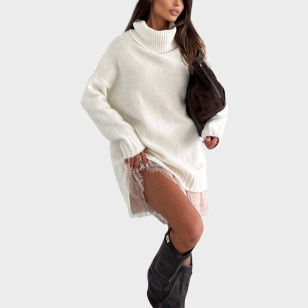 White turtleneck knit dress - Lana Fiorelli