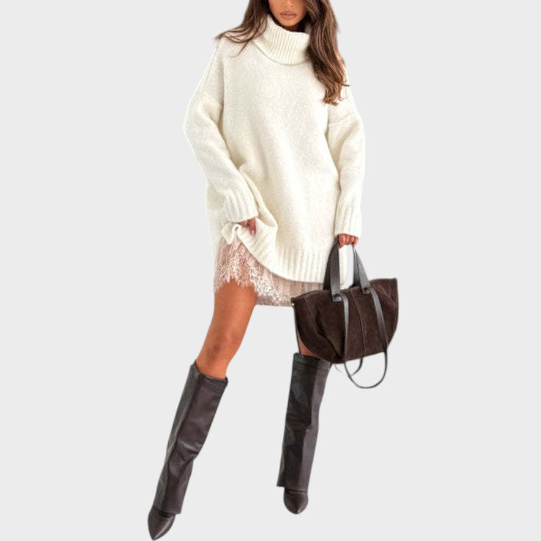 White turtleneck knit dress - Lana Fiorelli