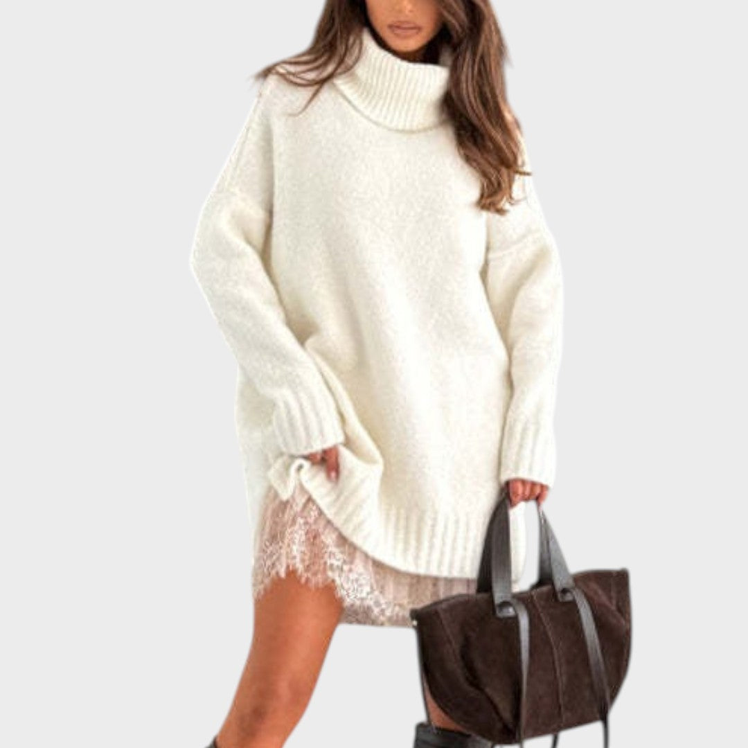 White turtleneck knit dress - Lana Fiorelli