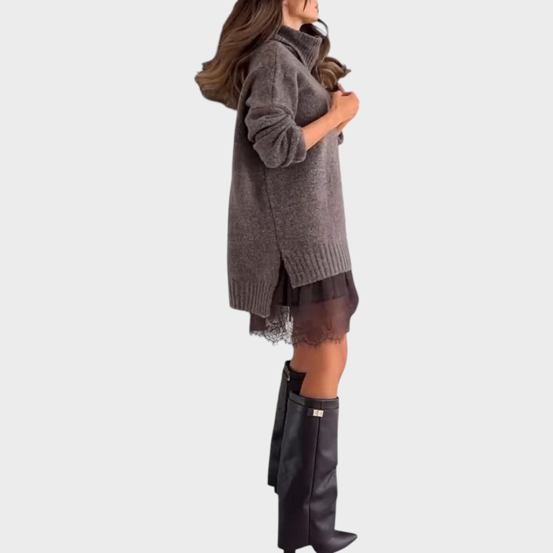 White turtleneck knit dress - Lana Fiorelli
