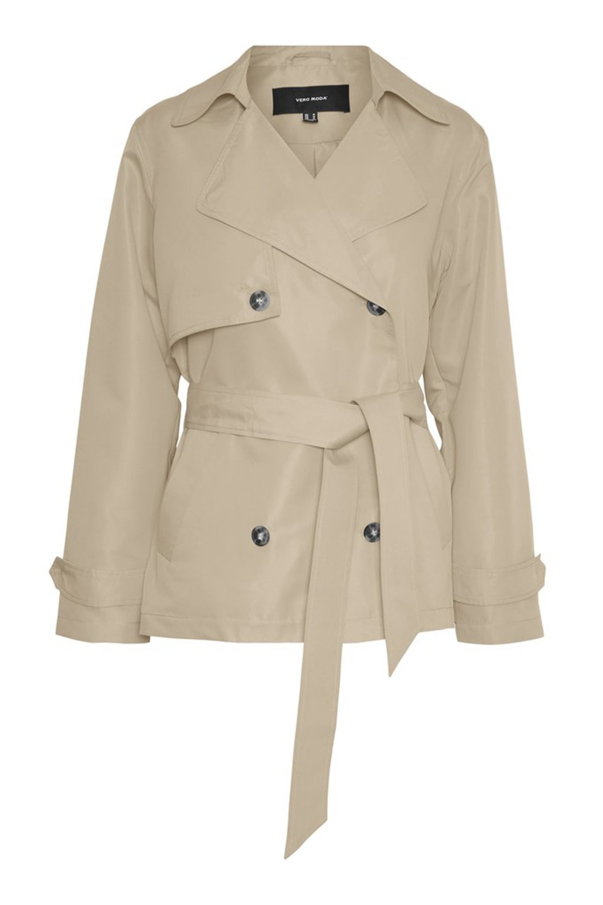 Beige short double breasted trench - Lana Fiorelli