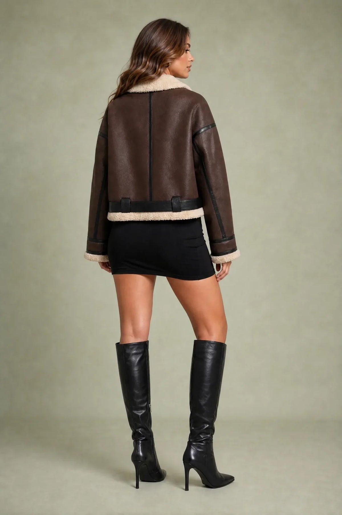 Beige shearling-effect jacket - Lana Fiorelli
