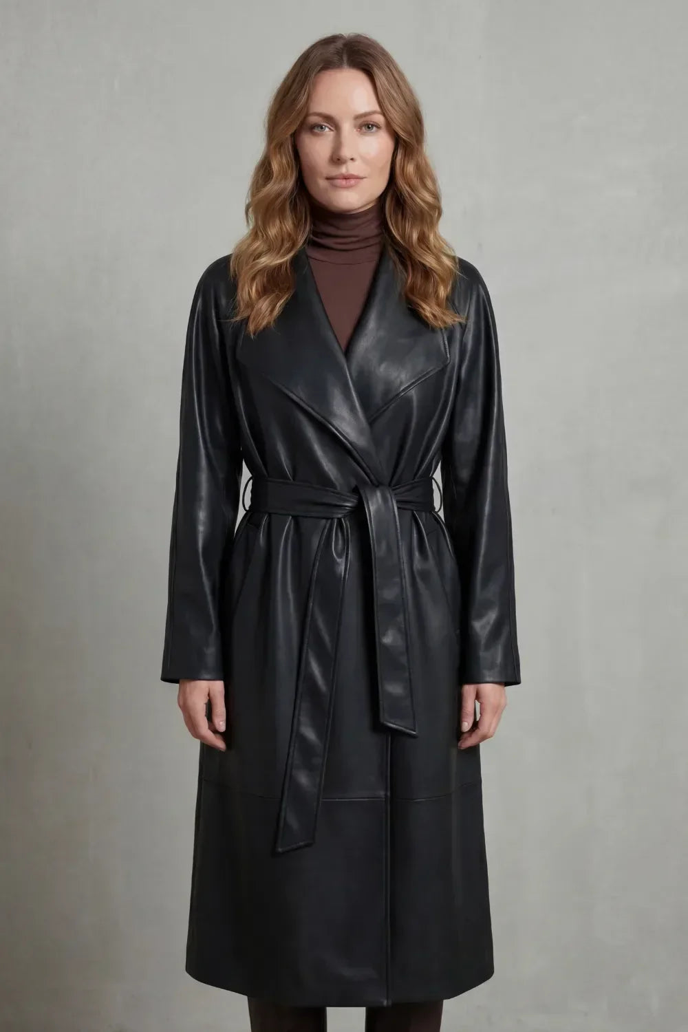 Burgundy faux leather trench coat - Lana Fiorelli