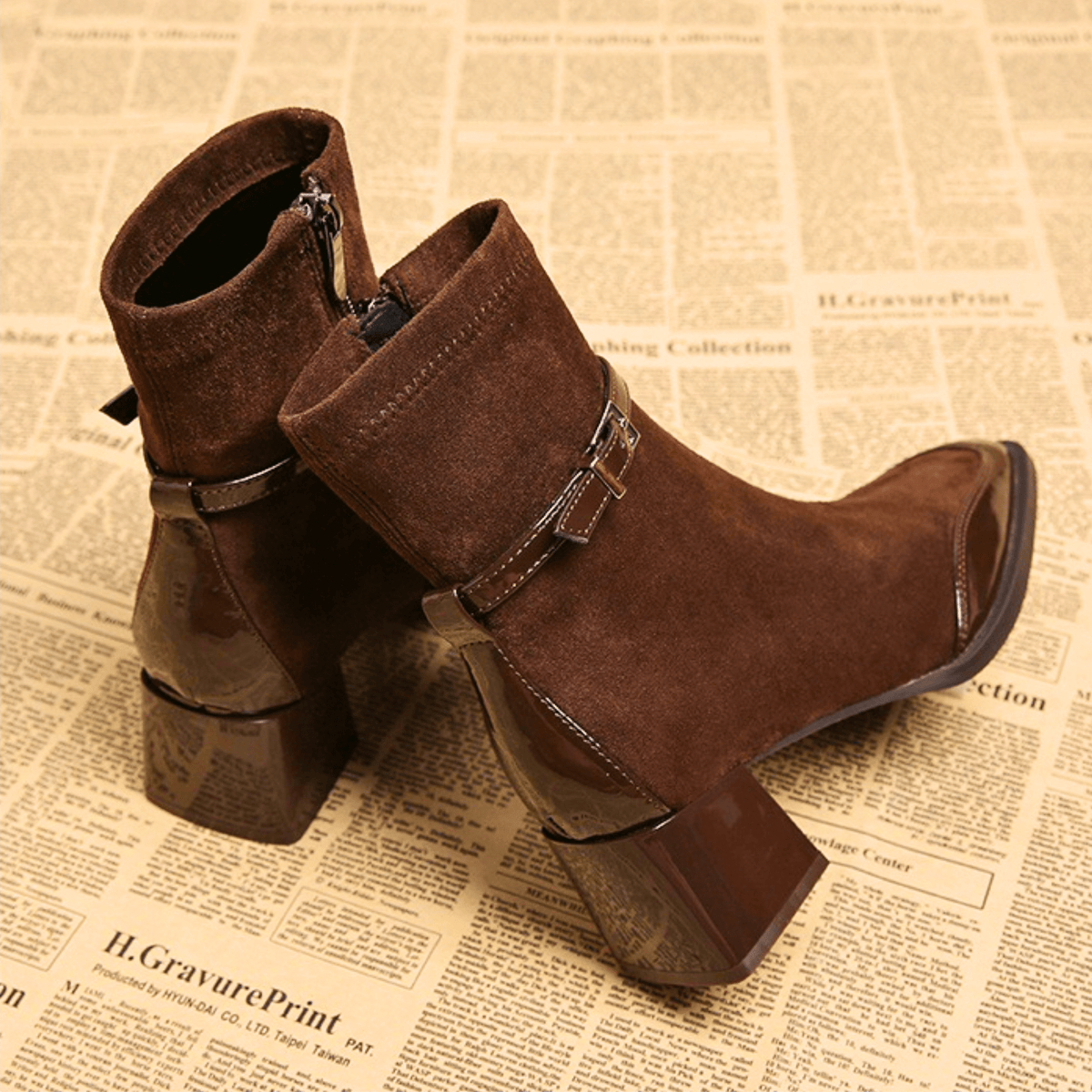Navy square toe buckle shoes - Lana Fiorelli