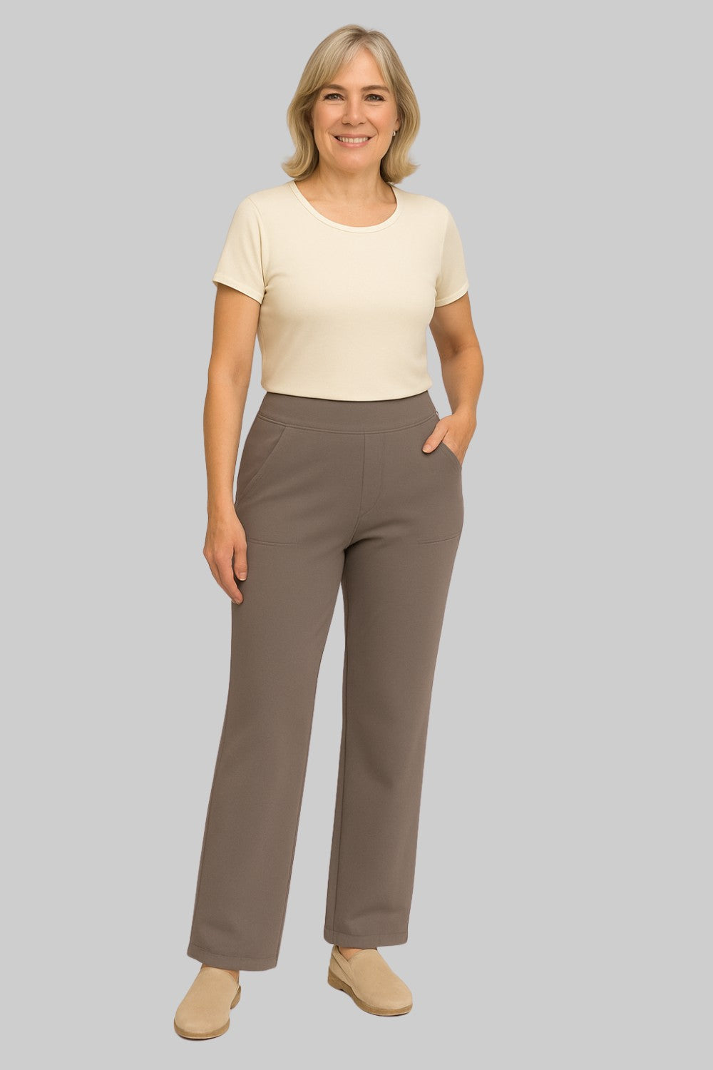 Beige stretch trousers - Lana Fiorelli