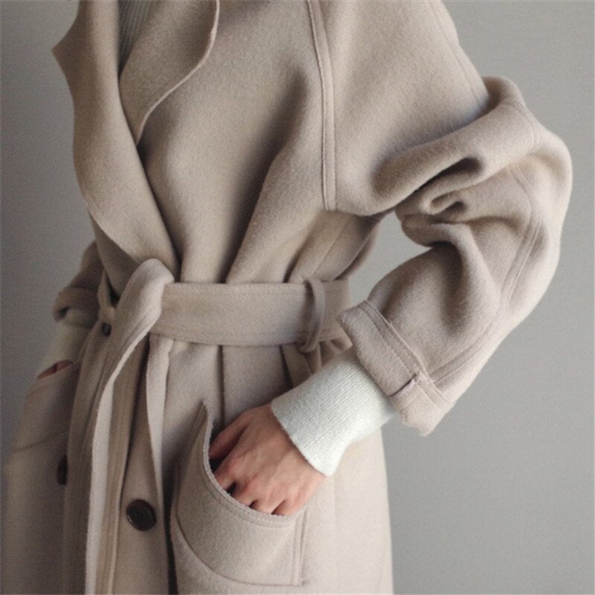 Women's longline double breasted coat - Lana Fiorelli