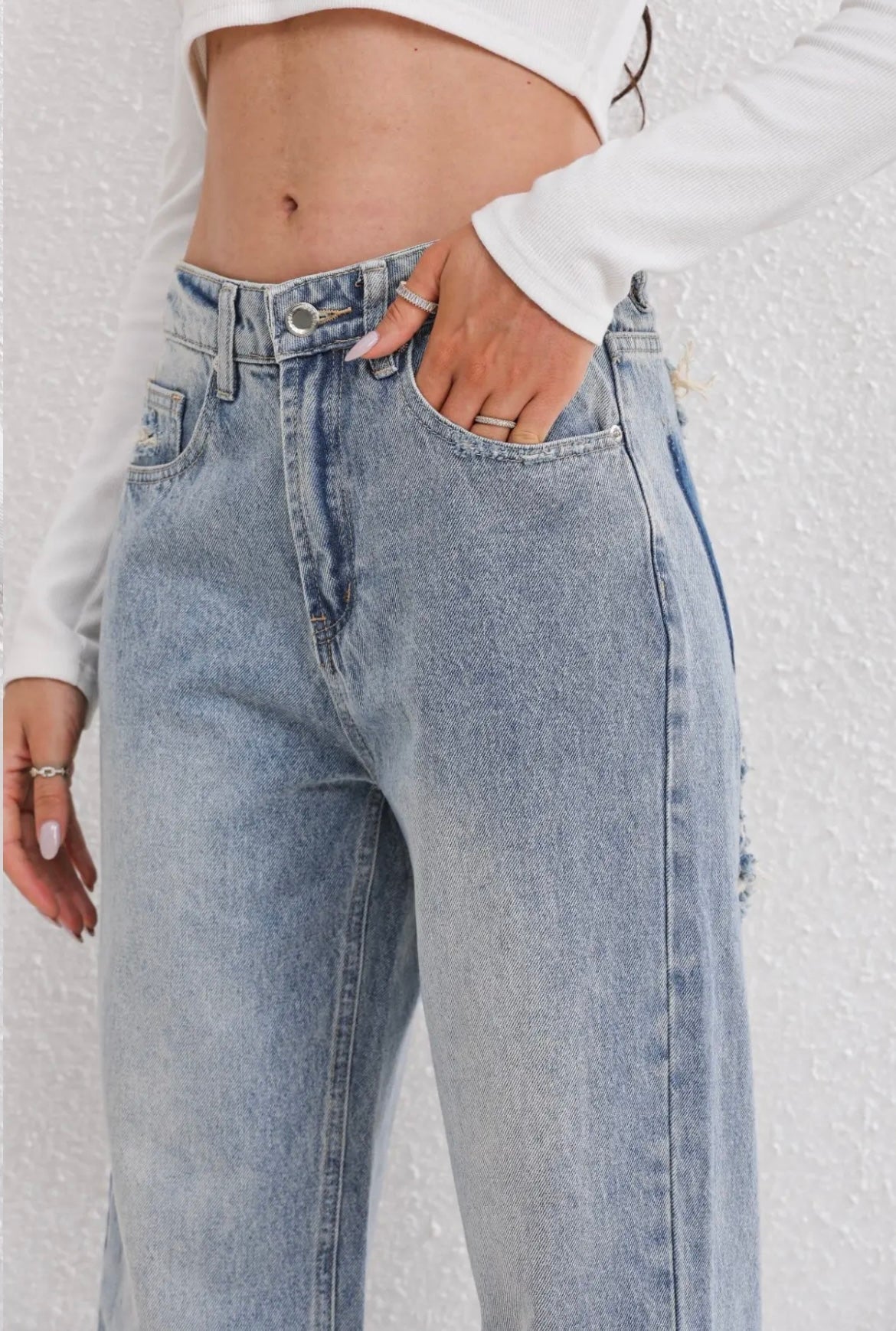 Black ripped straight jeans - Lana Fiorelli
