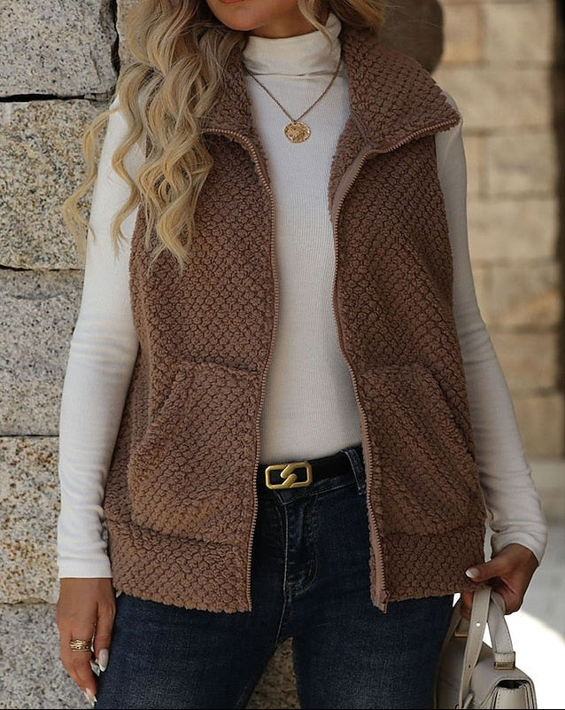 Brown fleece gilet - Lana Fiorelli